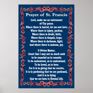 Prayer of St Francis with Tree Bell Border Poster