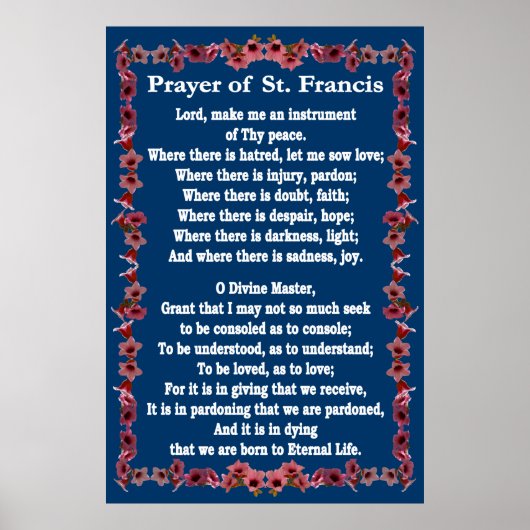 Prayer of St Francis with Tree Bell Border Poster (Voorkant)