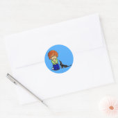 Prayer Partners Boy B/T Dachshund Ronde Sticker (Envelop)