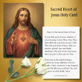 Prayer to the Sacred Heart of Jesus Holy Card Visitekaartje
