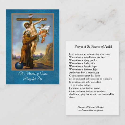 Prayer van de heilige heiligdommen van Assisi Visitekaartje (Voorkant / Achterkant)