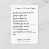 Prayer van de heilige heiligdommen van Assisi Visitekaartje (Achterkant)