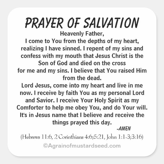 PRAYER VAN DE SALVATIE VIERKANTE STICKER (Voorkant)
