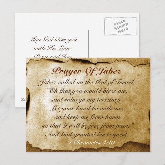 Prayer van Jabez Bijbel Verse Custom Briefkaart (Voorkant / Achterkant)