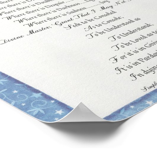 Prayer van Saint-Francis van Assisi 15:17 Parijs Poster (Hoek)