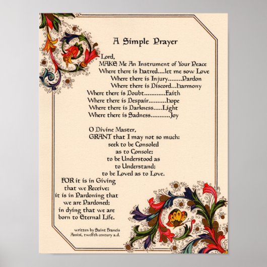 Prayer van Saint-Francis van Assisi 15:17 Parijs Poster (Voorkant)