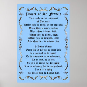 Prayer van St Francis in Flying Seagull Border Poster