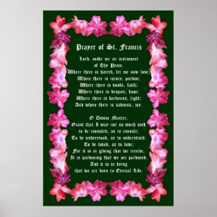 Prayer van St Francis met kerstcactus-grens Poster