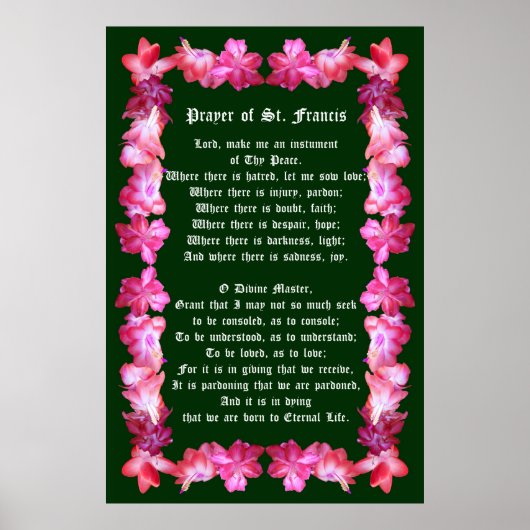 Prayer van St Francis met kerstcactus-grens Poster (Voorkant)