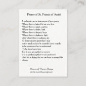 Prayer van St. Francis van de Heilige Assisi Visitekaartje (Achterkant)