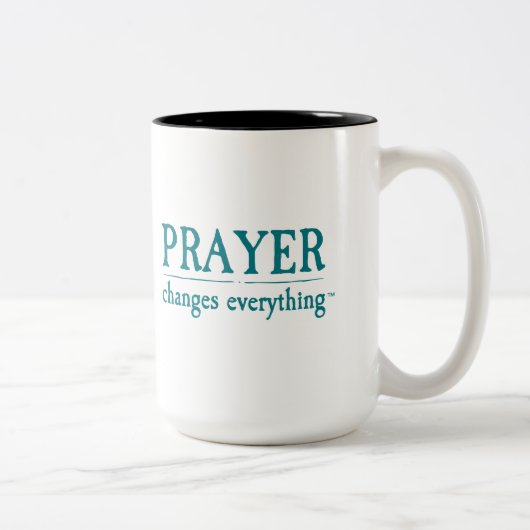 Prayer verandert alles tweekleurige koffiemok (Rechts)