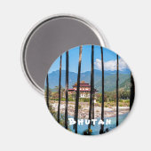 Prayer vlaggen en Punakha Dzong - Bhutan Magneet (Voorkant / Achterkant)