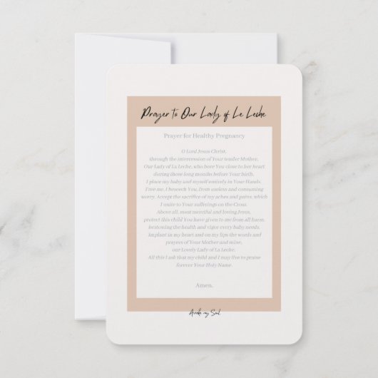 Prayer voor gezonde zwangerschap - Onze dame Bedankkaart (Achterkant)