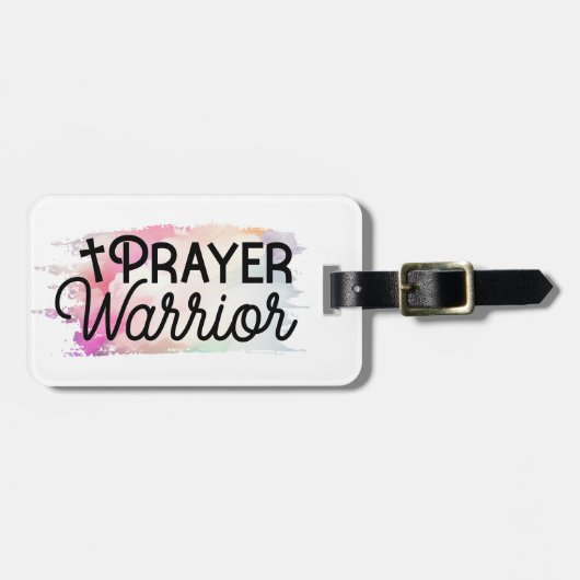 Prayer Warrior Christelijk Quote en Cross Bagagelabel (Voorkant horizontaal)