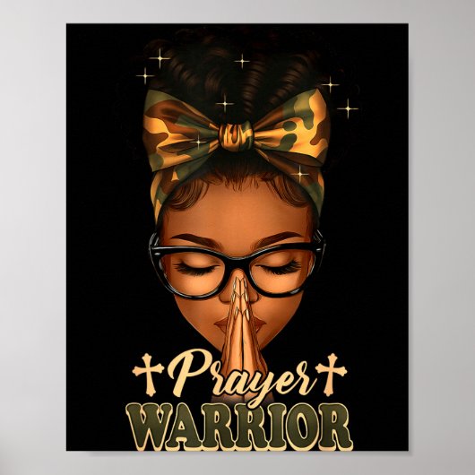 Prayer Warrior Christians Camo African American Af Poster (Voorkant)