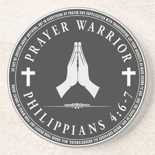 Prayer Warrior Circular Design Zandsteen Onderzetter (Voorkant)