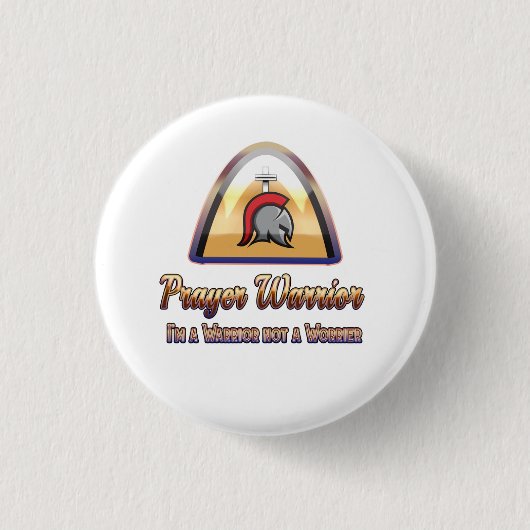 Prayer Warrior Small Round Button voor christenen (Voorkant)