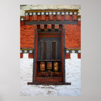 Prayer Wheels bij tempel Poster