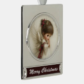 Prayerful Angel – Christmas Banner Design Verzilverd Banner Ornament (Rechts)