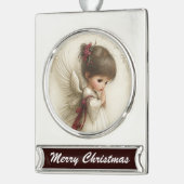 Prayerful Angel – Christmas Banner Design Verzilverd Banner Ornament (Links)
