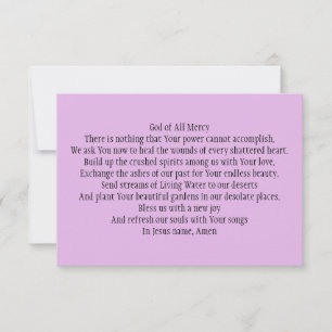 Prayerkaart voor de genezing van gestrooide harten bedankkaart