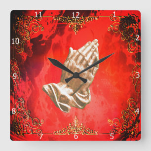 PRAYHANDEN VIERKANTE KLOK