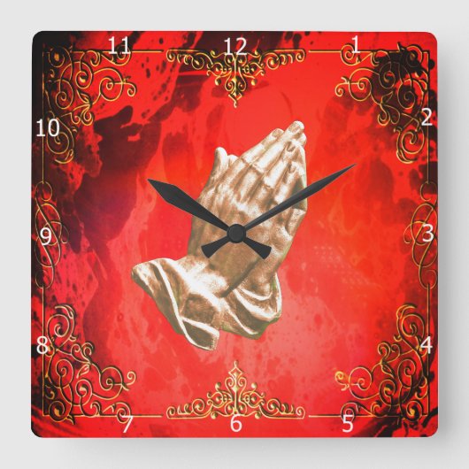 PRAYHANDEN VIERKANTE KLOK (Voorkant)