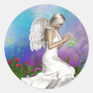 Praying Angel Ronde Sticker