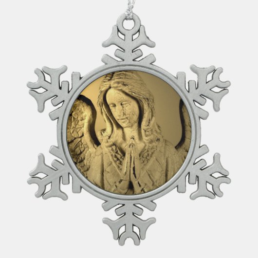 Praying Angel Tin Sneeuwvlok Ornament (Voorkant)