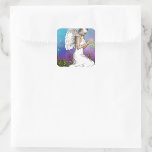 Praying Angel Vierkante Sticker (Tas)