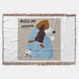 Praying Basset Hound Bless My Mommy  Deken