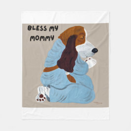 Praying Basset Hound Bless My Mommy  Fleece Deken