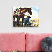 Praying Cowboy Canvas Afdruk (Insitu (Woonkamer))