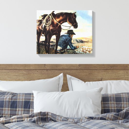 Praying Cowboy Canvas Afdruk (Insitu (Slaapkamer))