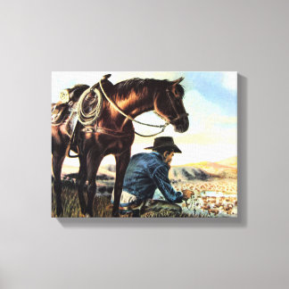 Praying Cowboy Canvas Afdruk