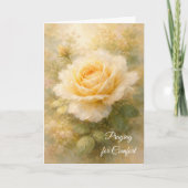 Praying for Comfort Christian Yellow Rose Sympathy Kaart (Voorkant)