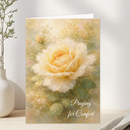 Praying for Comfort Christian Yellow Rose Sympathy Kaart