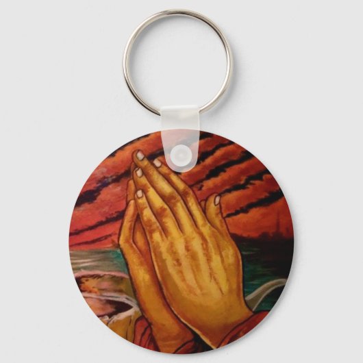Praying Hands 2,25-inch Basic Button Sleutelhanger (Voorkant)