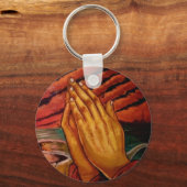 Praying Hands 2,25-inch Basic Button Sleutelhanger (Voorkant)