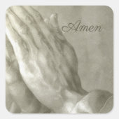 Praying Hands Amen Vierkante Sticker (Voorkant)