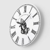 Praying Hands BlackWhite Personalized Church Faith Grote Klok (Hoek)