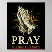 Praying Hands Jesus Cross Rosary Faith Devotion Pr Poster (Voorkant)