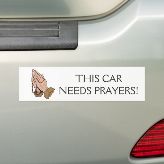 Praying Hands Rosary Bumpersticker (Op auto)