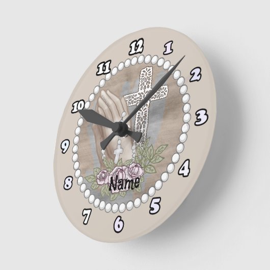 Praying Hands Rosary Clock Ronde Klok (Hoek)