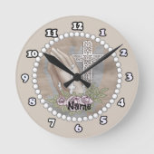 Praying Hands Rosary Clock Ronde Klok (Voorkant)