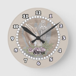 Praying Hands Rosary Clock Ronde Klok