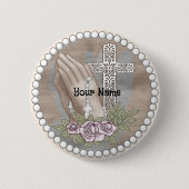Praying Hands Rosary Ronde Button 5,7 Cm (Voorkant)