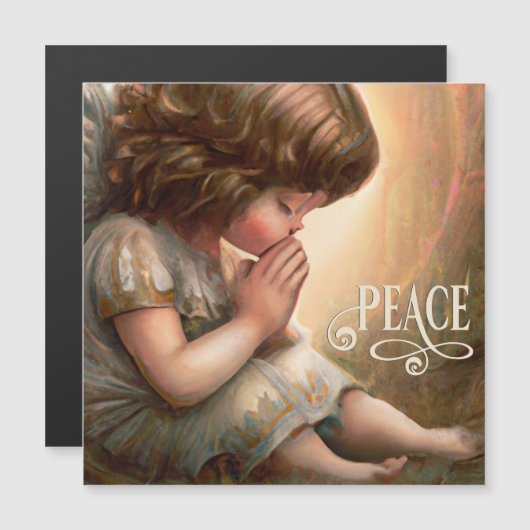 Praying Little Girl Angel Radiant Halo Magnet (Voorkant / Achterkant)