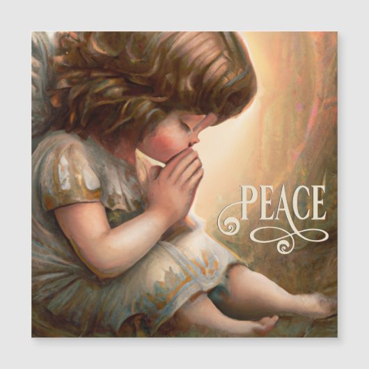 Praying Little Girl Angel Radiant Halo Magnet (Voorkant)