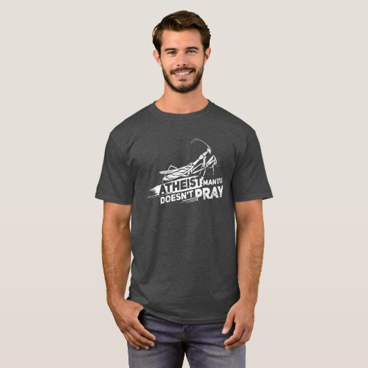 Praying Mantis Atheïst Schattigee Insect Gag T-shirt (Voorkant volledig)